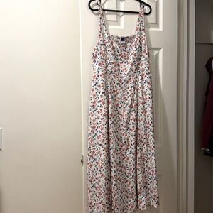 Old Navy Linen Blend Fit & Flare Sleeveless Midi Dress Americana, Size L